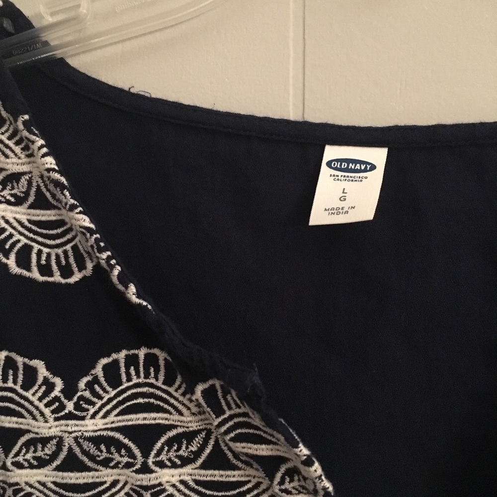 Blue and White Short-Sleeved Top